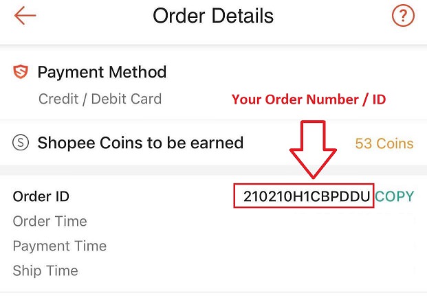 Shopee Order ID example